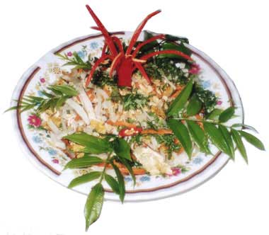 Món chay:bánh tráng xúc gỏi ngó sen