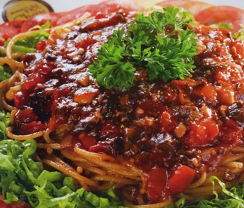 Món chay : Mì ý xốt bò bằm …