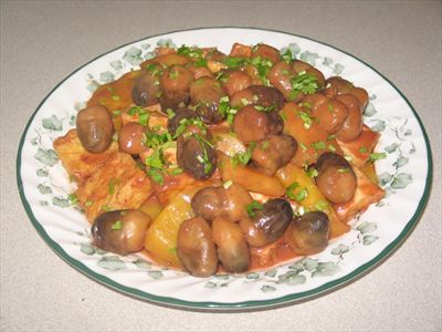 Món chay : Nấm rơm kho chao .