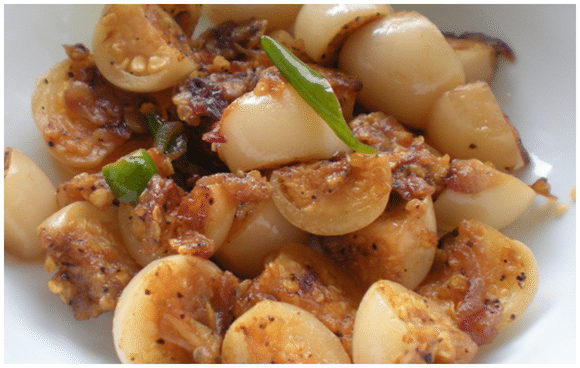 Món chay : Cà pháo chiên chao .