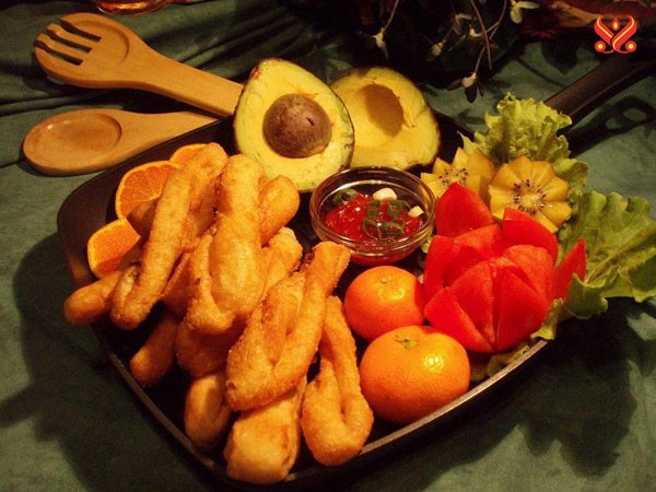 Bánh mì hành chiên giòn chay .