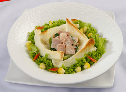 Món chay : Bánh mì nướng hoa hồng .