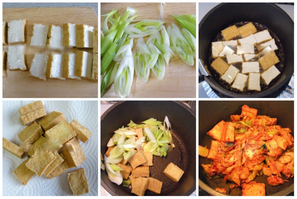 cac buoc thuc hien mon chay dau hu xao kim chi