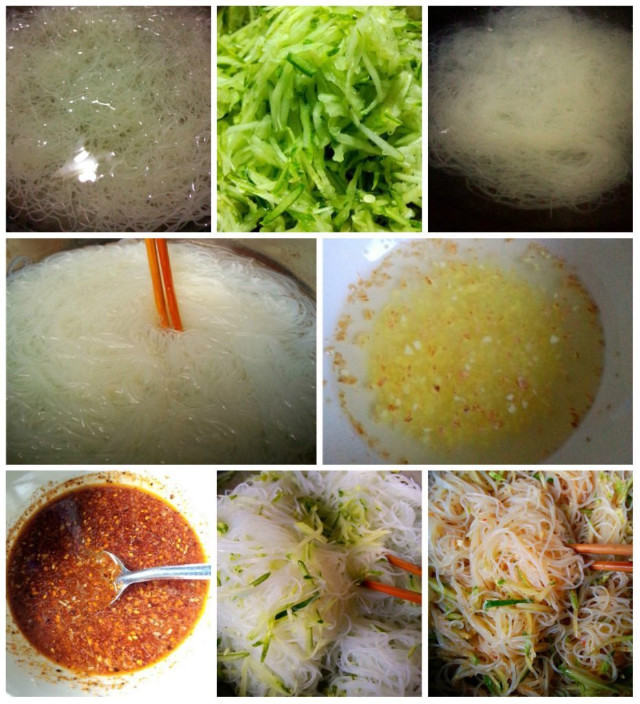 cac buoc thuc hien mon chay bun tron dua leo