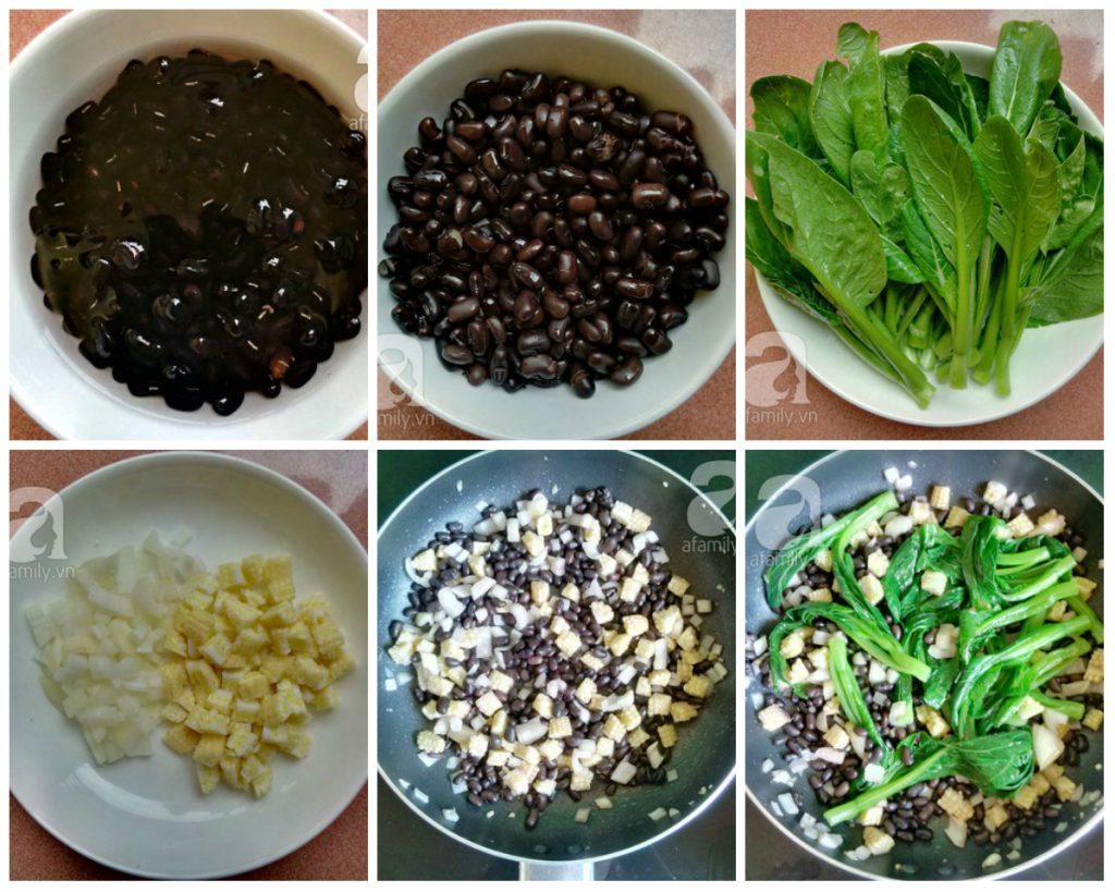 cac buoc thuc hien mon chay cai ngong xao dau den