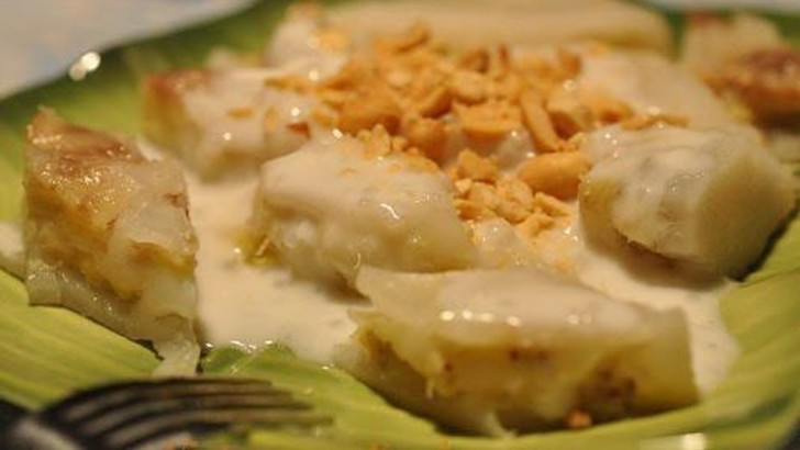 Bánh cho thực đơn món chay: Bánh chuối hấp nước cốt dừa