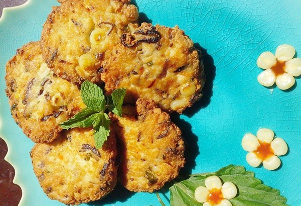 Món chay chả đậu hũ và ngô mềm ngot